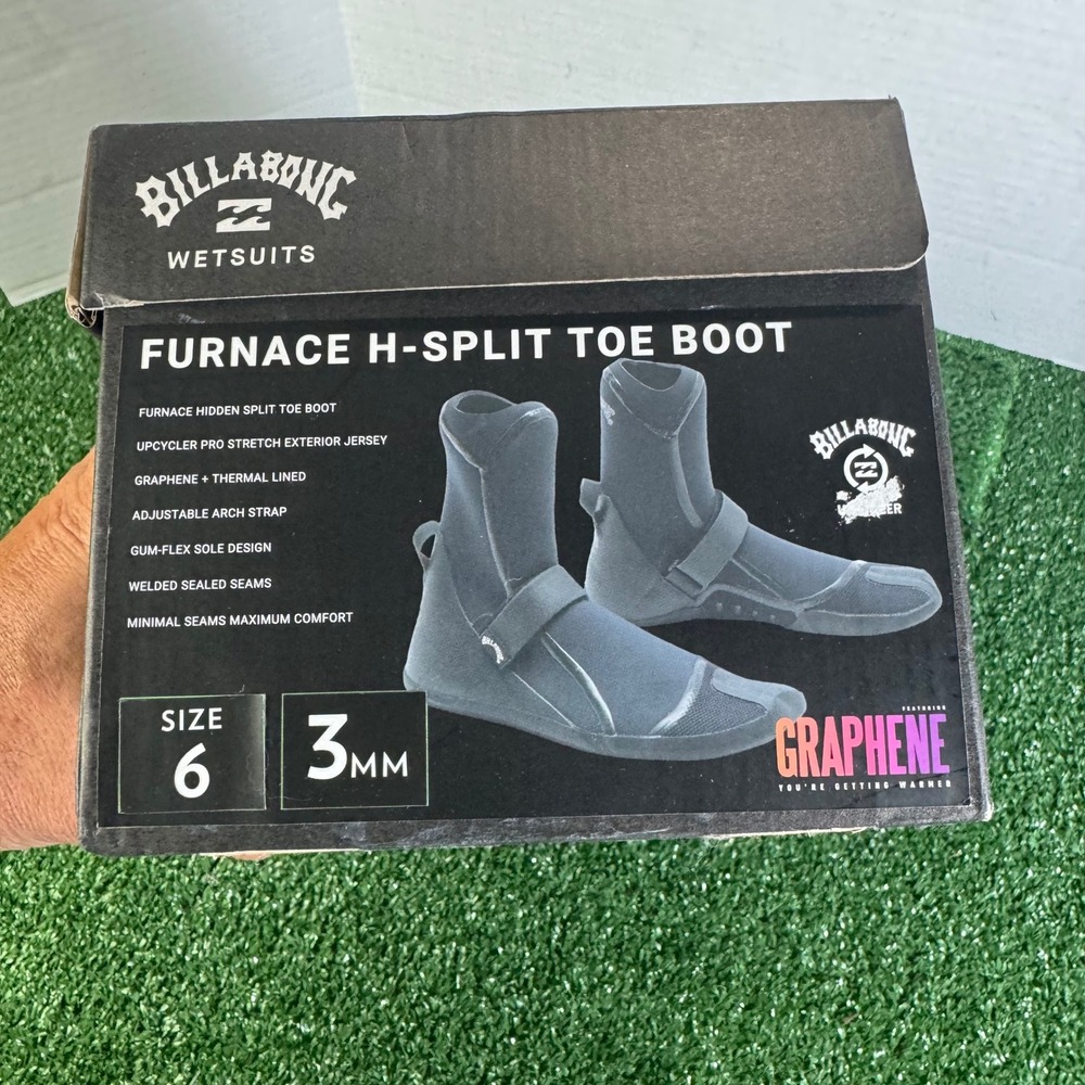 Billabong Furnace H-Split Toe 3mm Wetsuit Boots Black Graphene Size 6 ABYWW00138